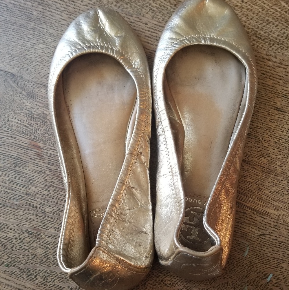 Tory Burch Gold Flats